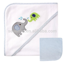 Blue Elephant/Pink Birds-Soft and absorbent,100% Organic Cotton Baby Hooded Towel and Washcloth,Good Gift for Babys/Boys/Girls